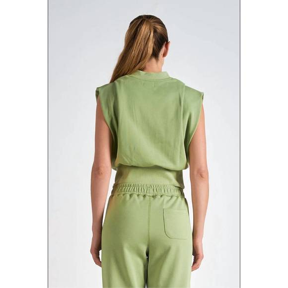 NEW ELAN sleeveless v-neck top in green - Picture 2 of 4